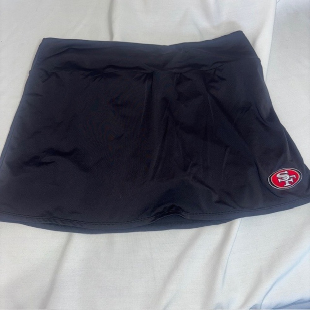 San Francisco 49ers Womens Black Athletic Skirt Built In Shorts NFL Fan Gear